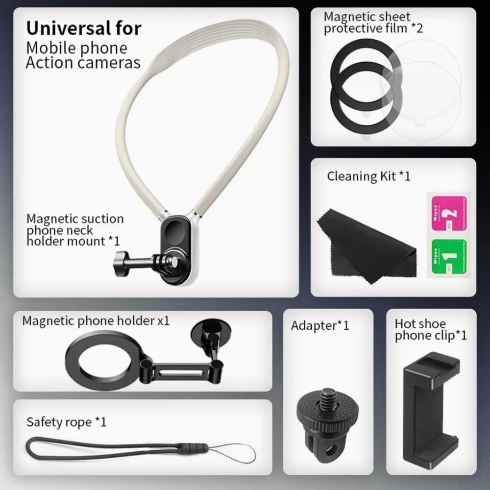 3in1 Magnetic Neck Phone Holder